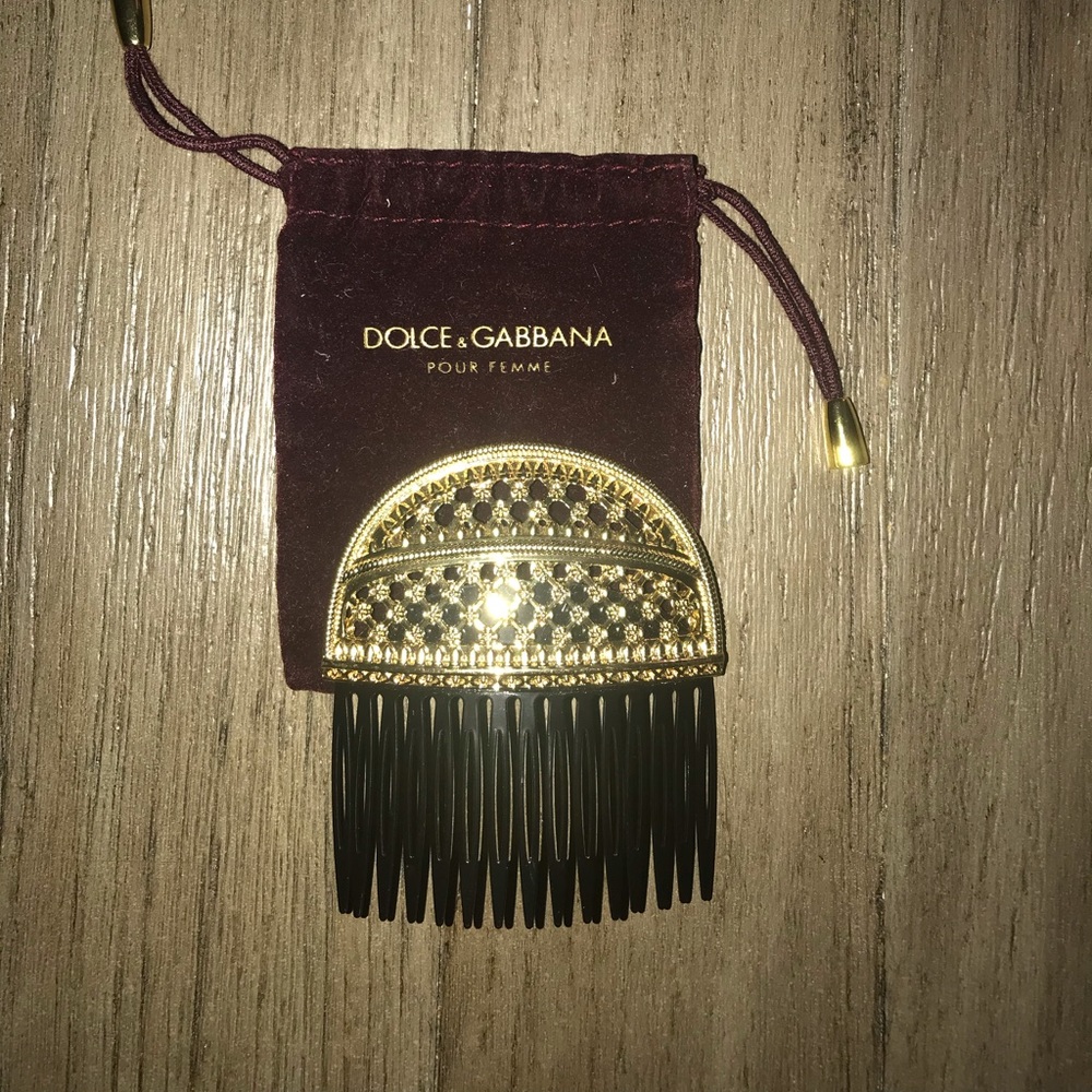 Dolce and Gabanna gold metal hair comb